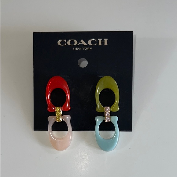 NWT Coach Outlet Signature Link Drop Earrings - Picture 1 of 4